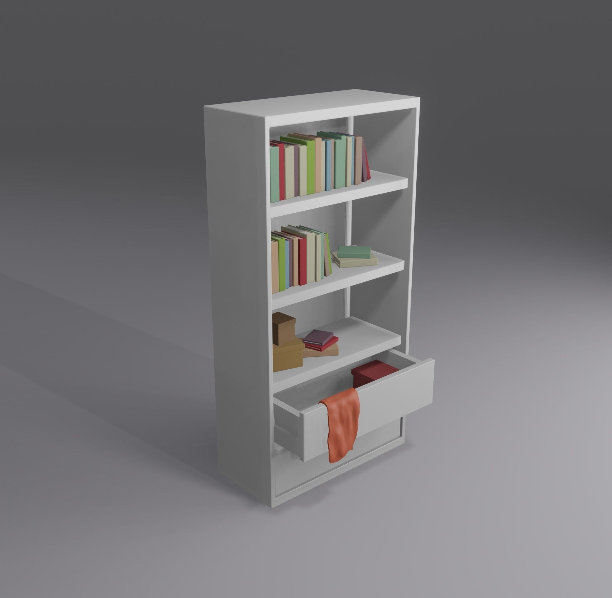 Low Poly Book Shelf Low-poly 3D model_1