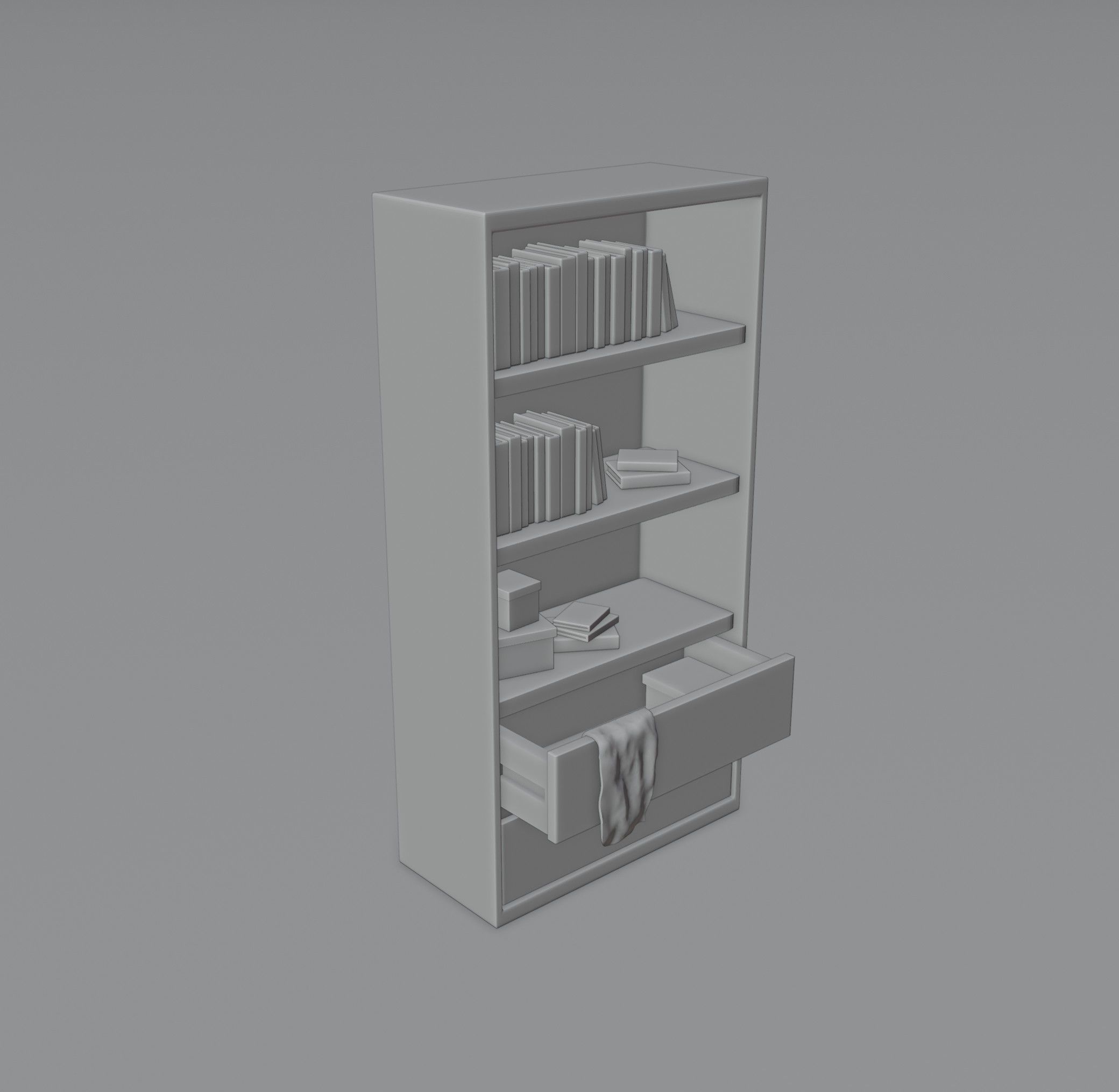 Low Poly Book Shelf Low-poly 3D model_3