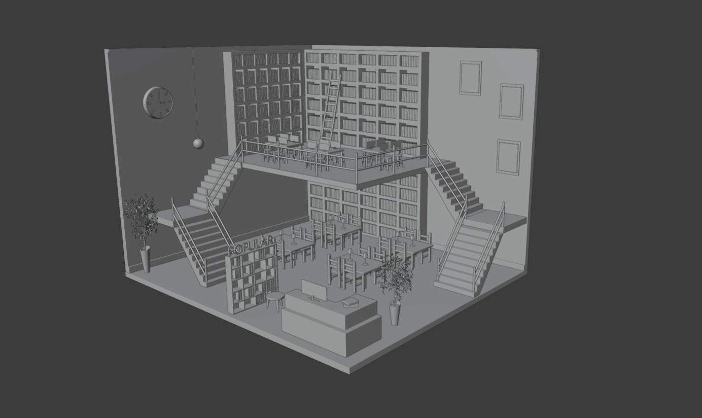 Low Poly Library 001 Low-poly 3D model_6
