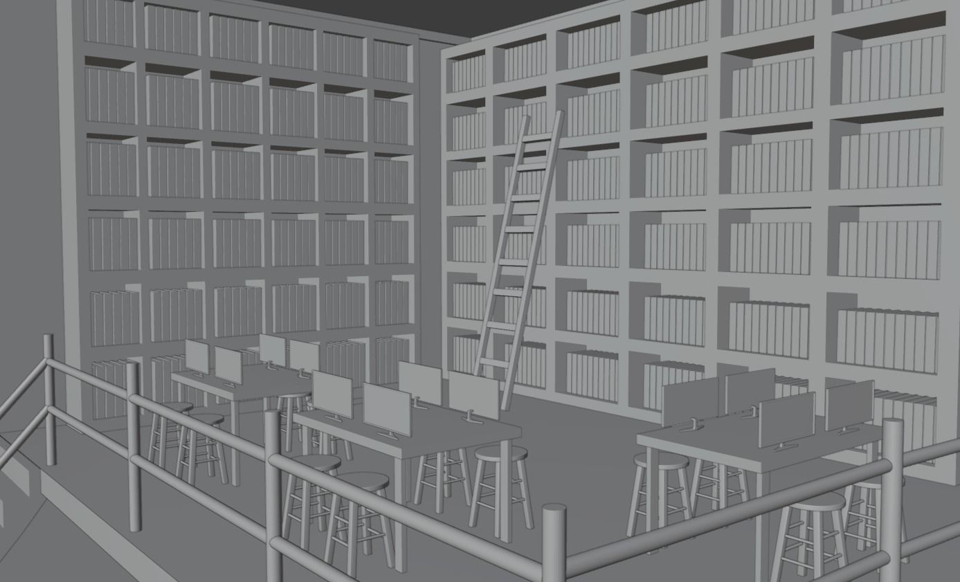 Low Poly Library 001 Low-poly 3D model_8