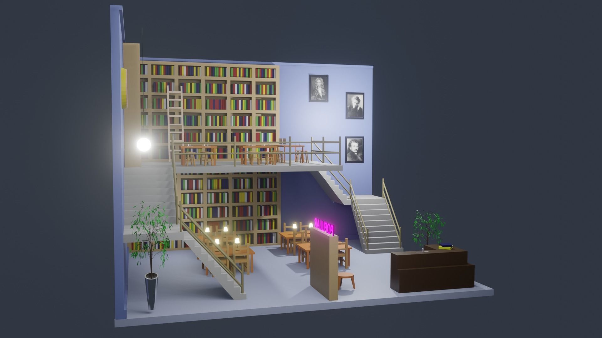 Low Poly Library 001 Low-poly 3D model_5