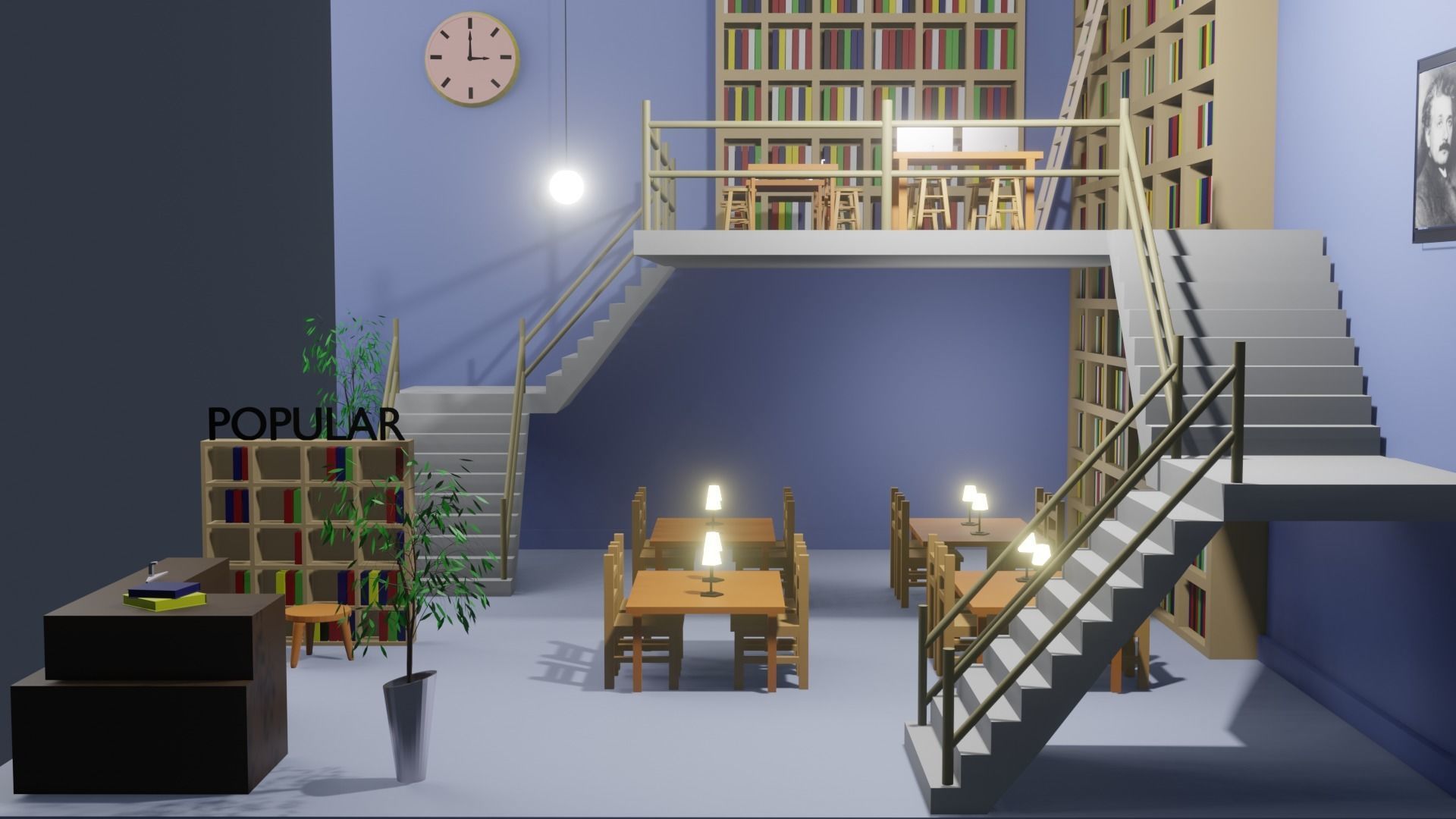 Low Poly Library 001 Low-poly 3D model_1