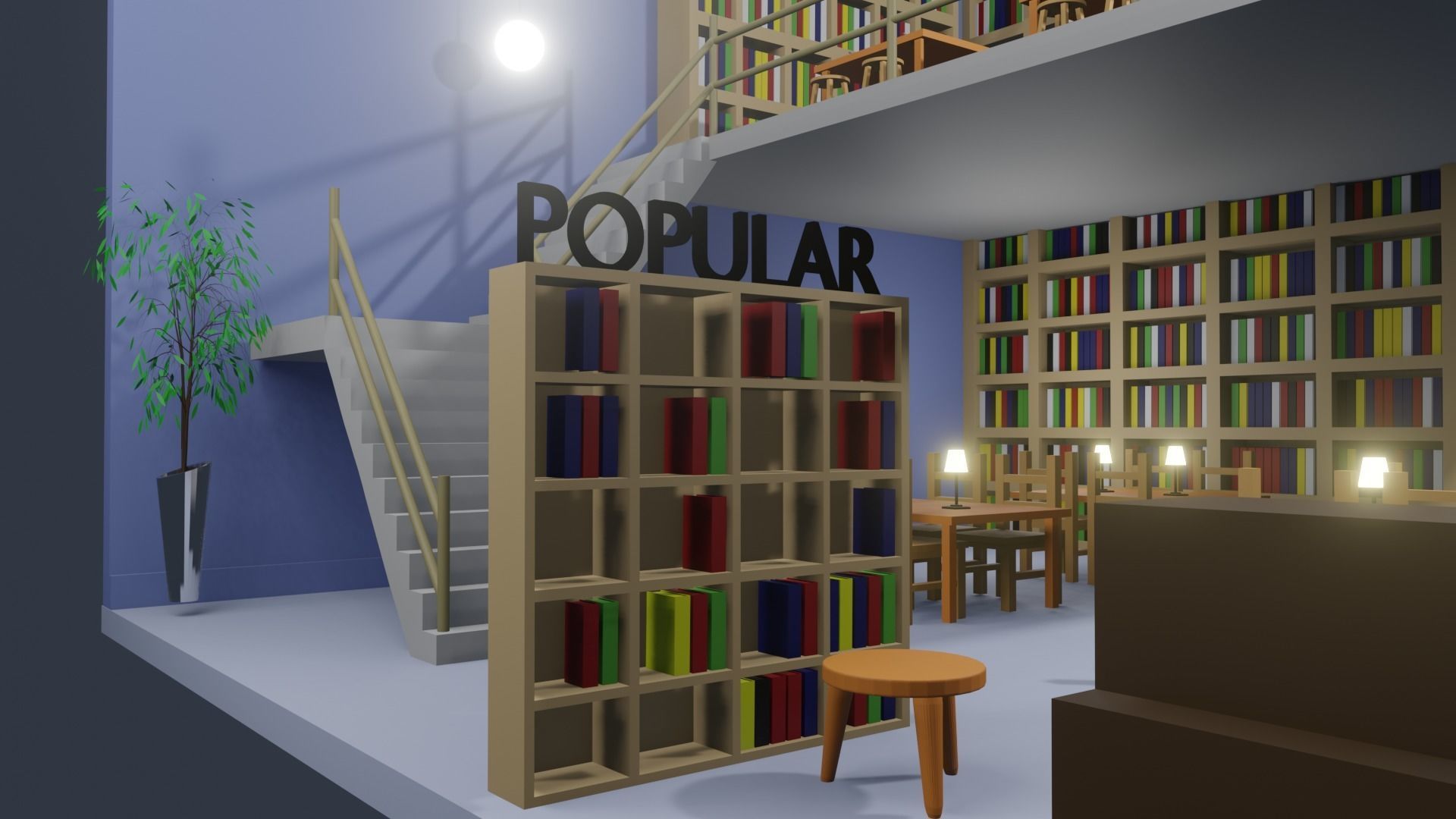 Low Poly Library 001 Low-poly 3D model_4