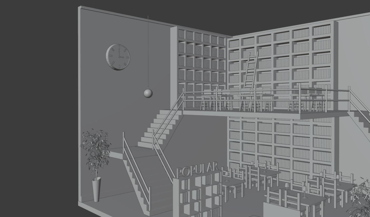 Low Poly Library 001 Low-poly 3D model_12