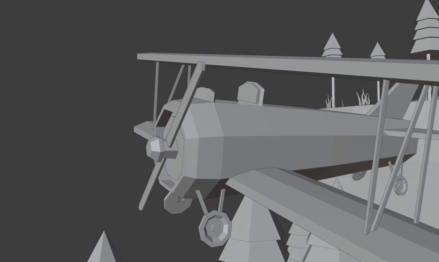 Biplane Diorama 001 Low-poly 3D model_9