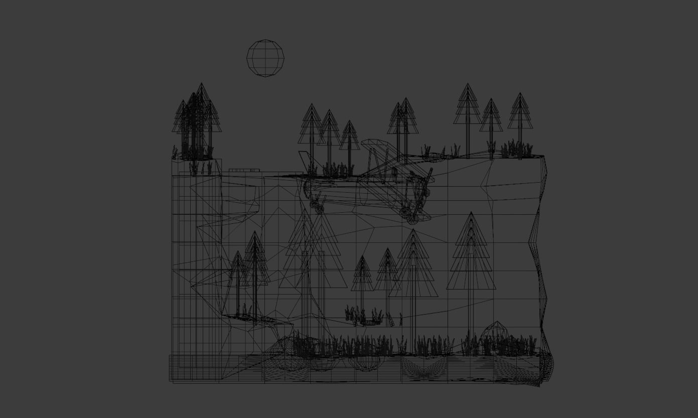 Biplane Diorama 001 Low-poly 3D model_12