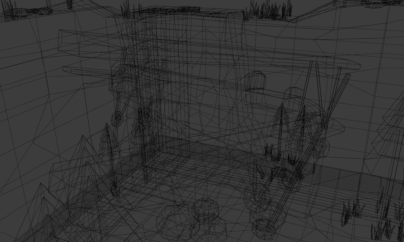 Biplane Diorama 001 Low-poly 3D model_8