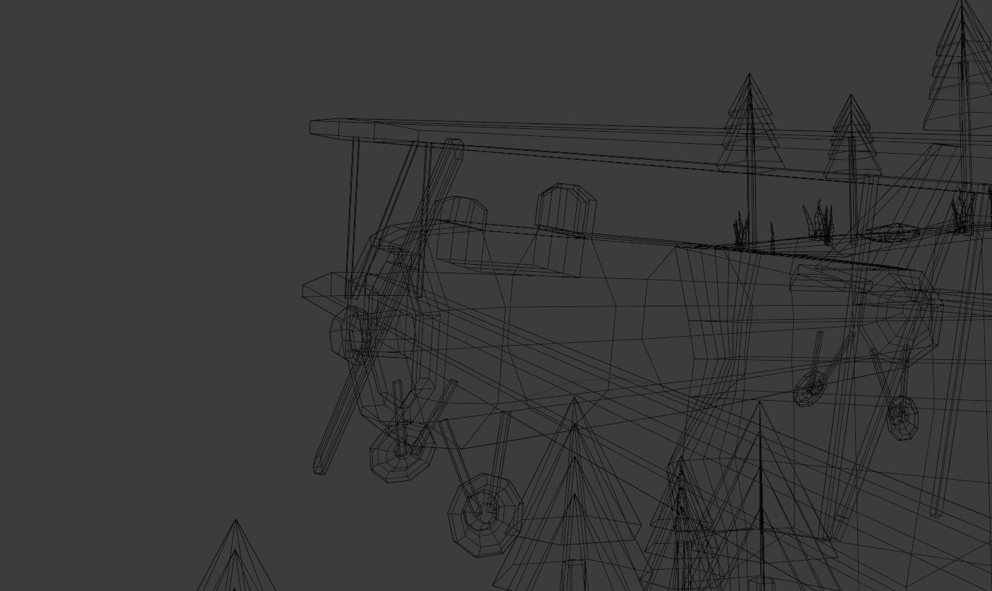 Biplane Diorama 001 Low-poly 3D model_10