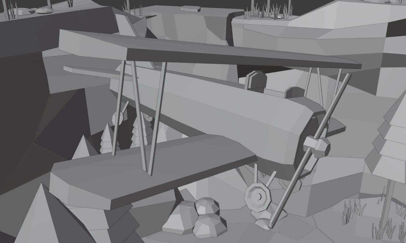 Biplane Diorama 001 Low-poly 3D model_7