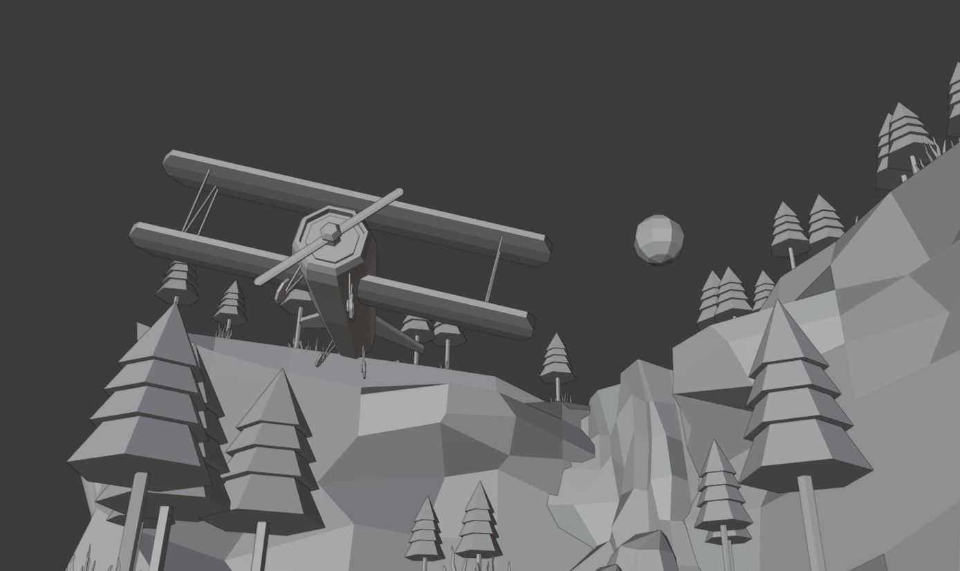 Biplane Diorama 001 Low-poly 3D model_15