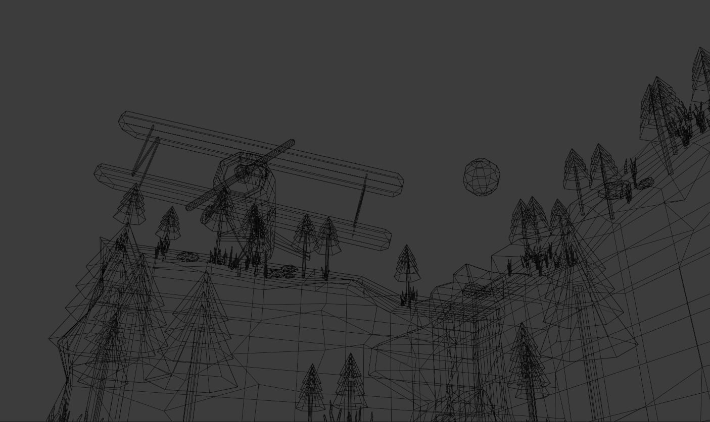 Biplane Diorama 001 Low-poly 3D model_16