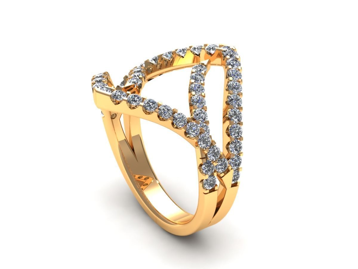 Fashion Diamond Ring 3D print model_8