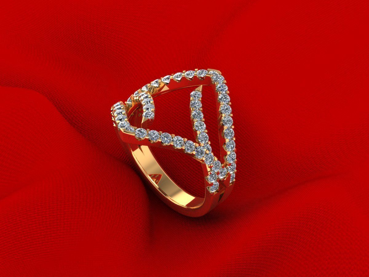 Fashion Diamond Ring 3D print model_4