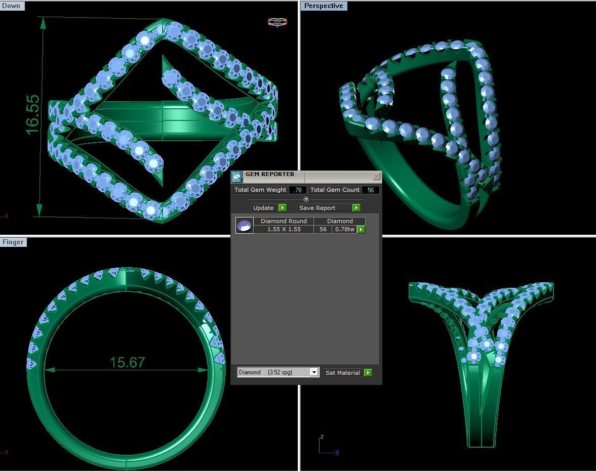 Fashion Diamond Ring 3D print model_3