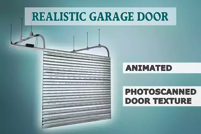 realistic metal garage door Low-poly 3D model