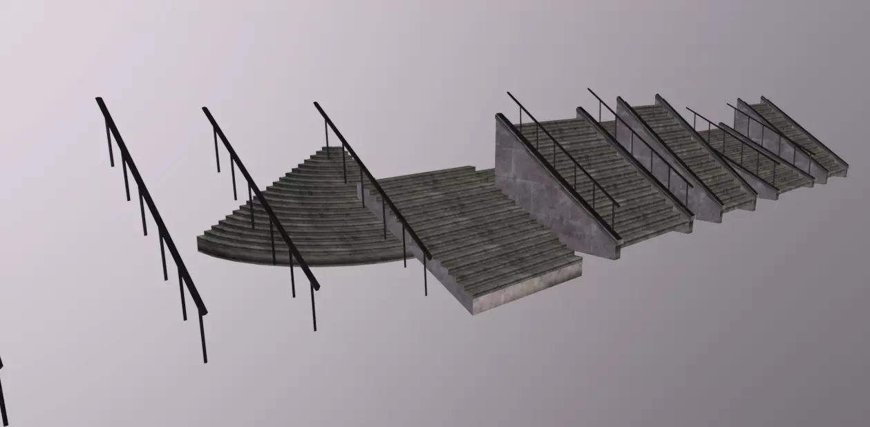 Stairs Gothic Pack Low-poly 3D model_0