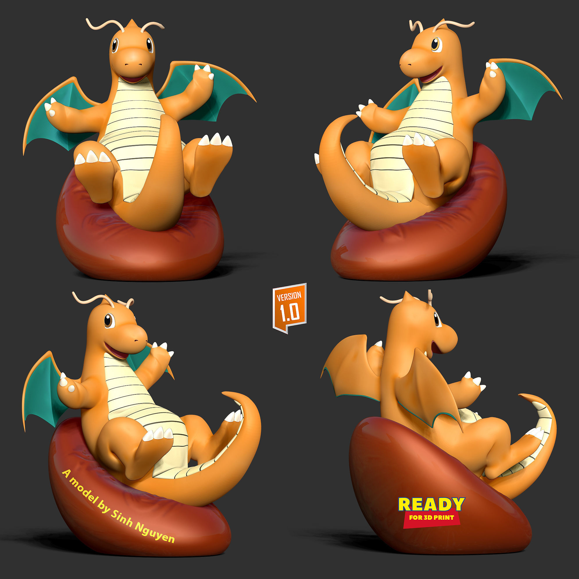 Dragonite - Pokemon Fanart 3D print model_4