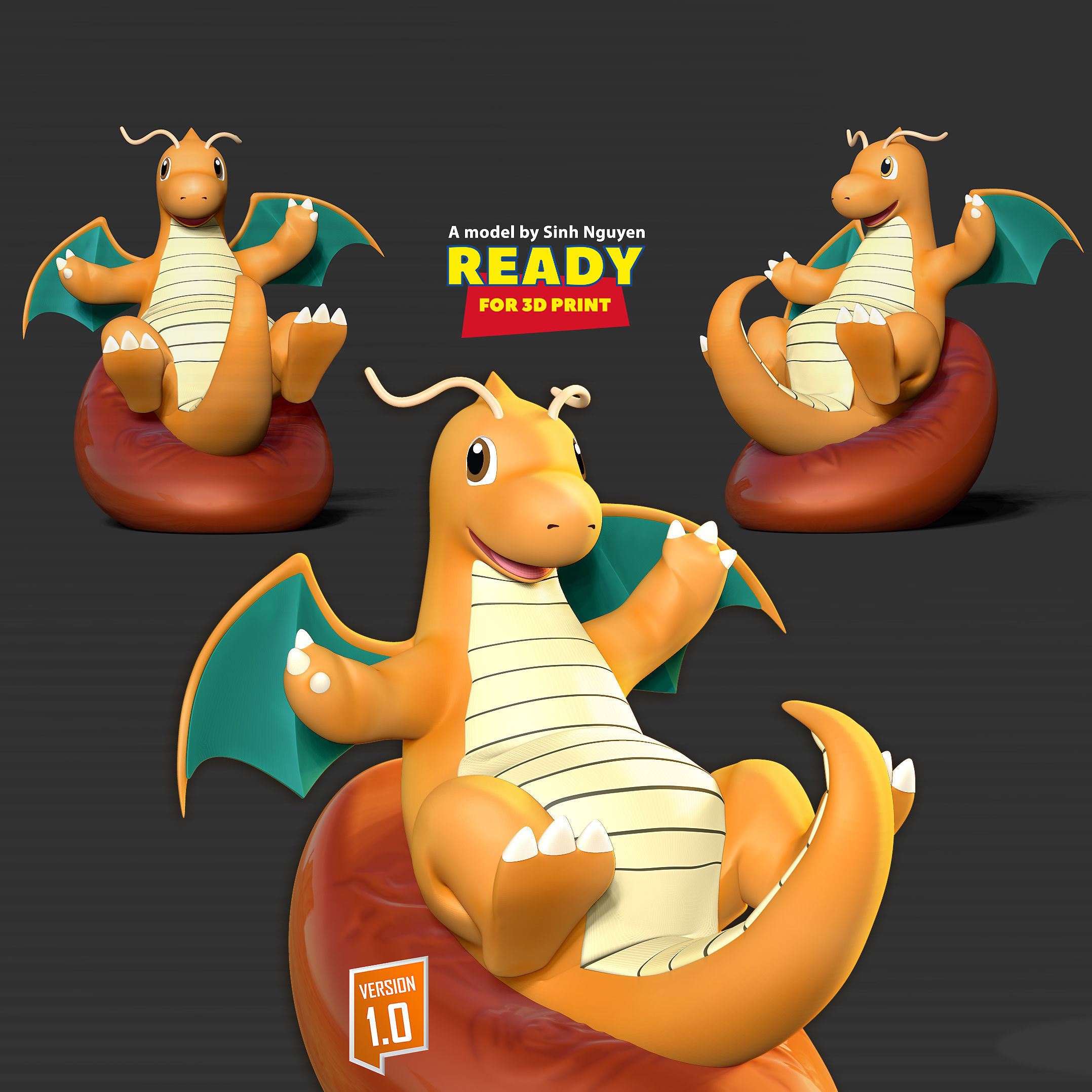 Dragonite - Pokemon Fanart 3D print model_1
