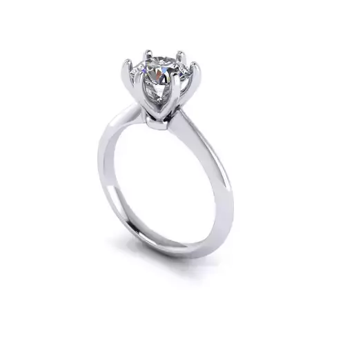 Solitaire Six Prong Wedding Ring
