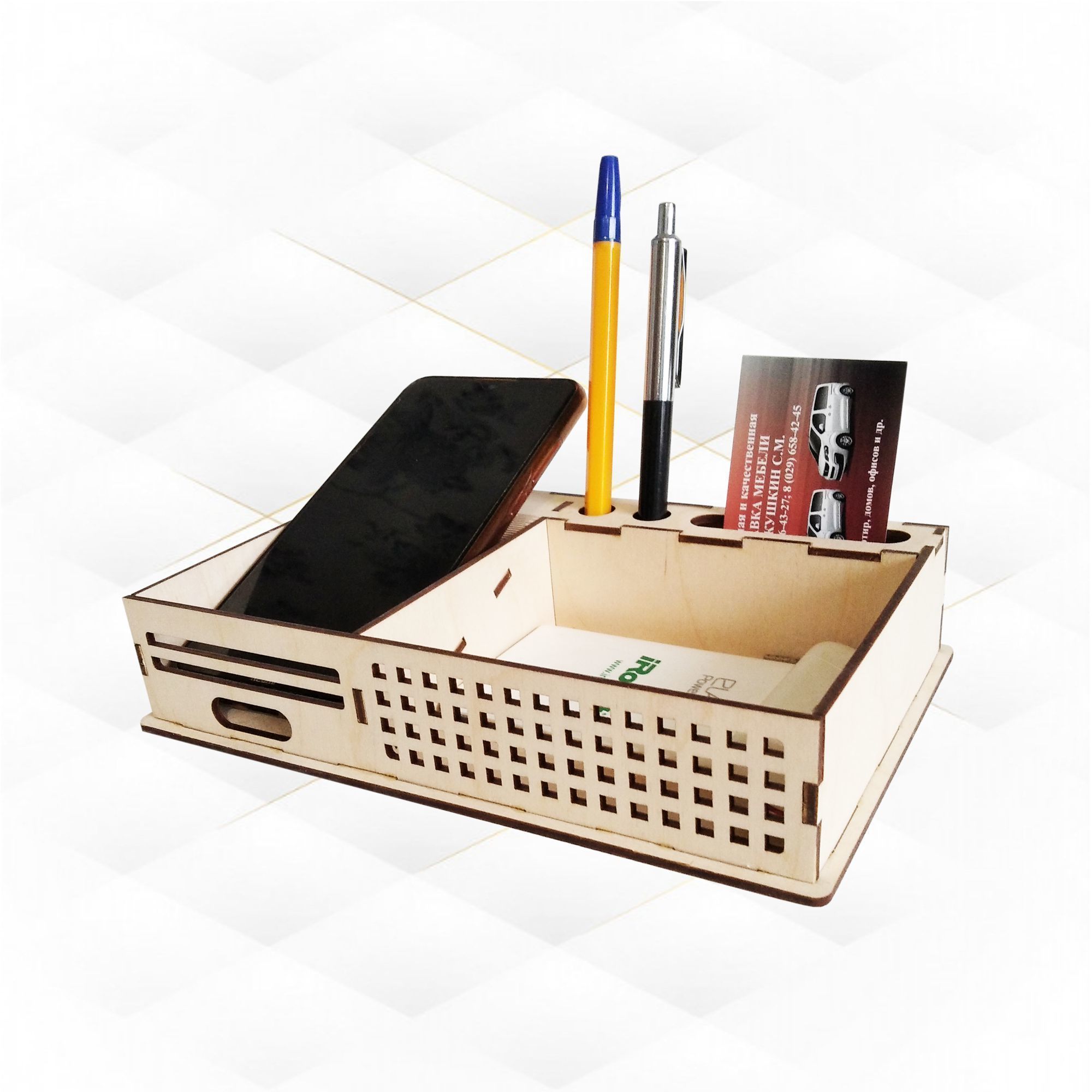 Desk organizer vector design for laser machine 3D print model_1