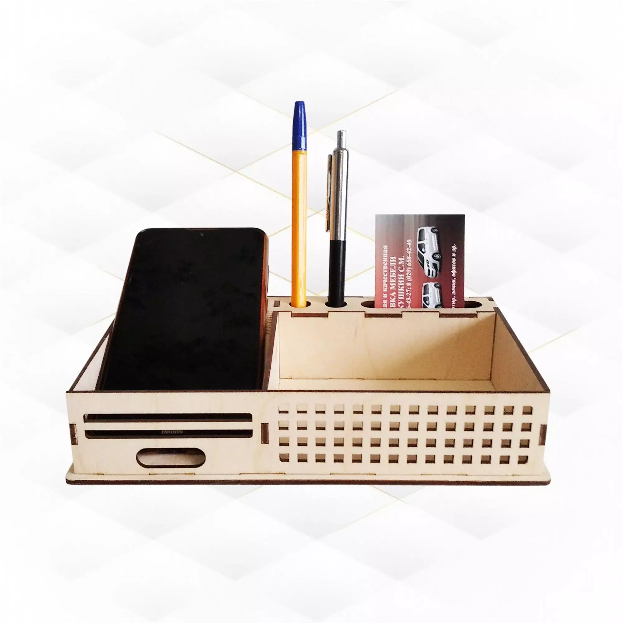 Desk organizer vector design for laser machine 3D print model_0