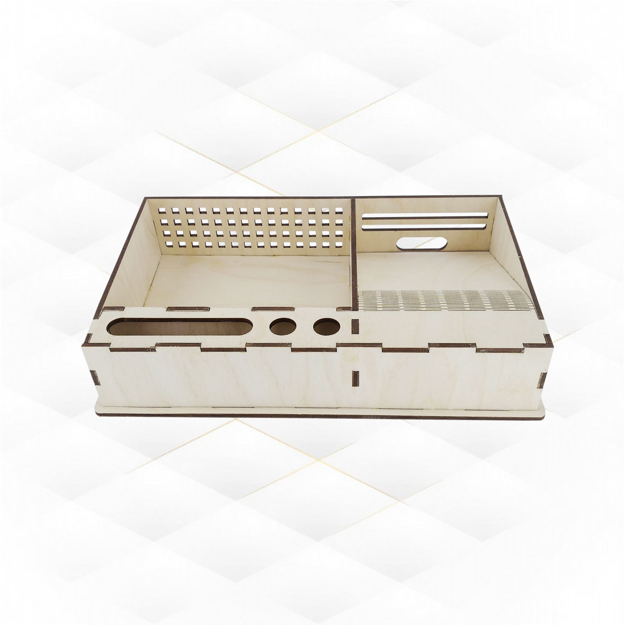 Desk organizer vector design for laser machine 3D print model_3