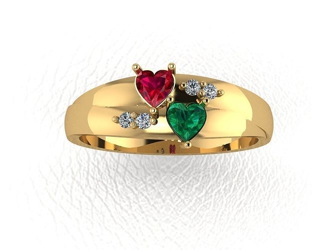 Ring 2 Hearts Free 3D print model