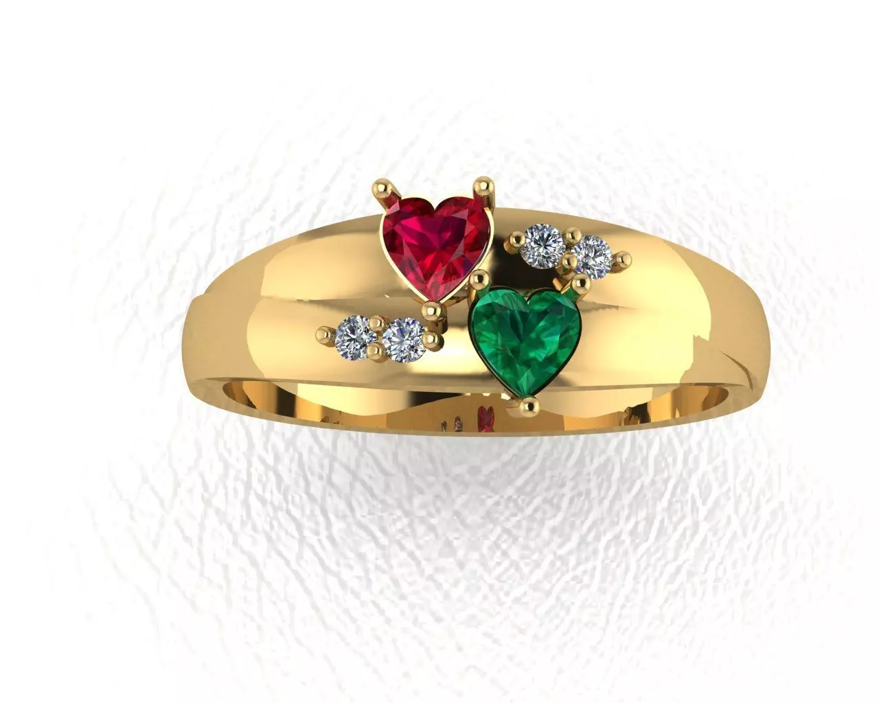 Ring 2 Hearts Free 3D print model