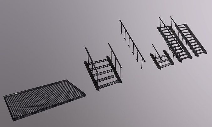 Stairs Ironwork Low-poly 3D model