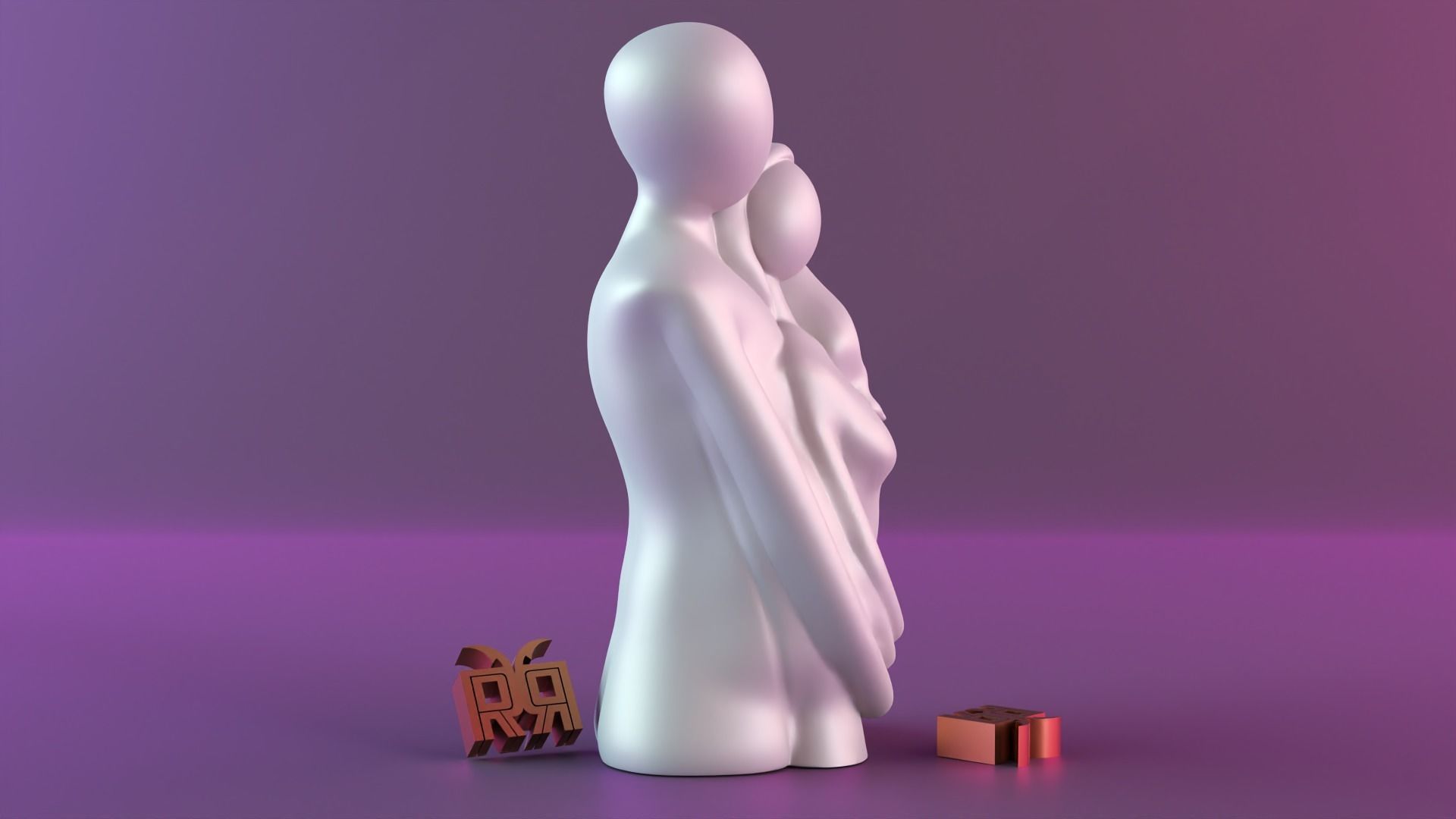 Couple Figurine Hugging Statue 3D print model_2