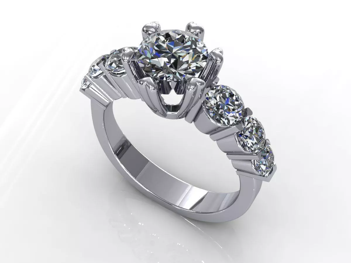 Chalice Three Stone Wedding Ring 3D print model