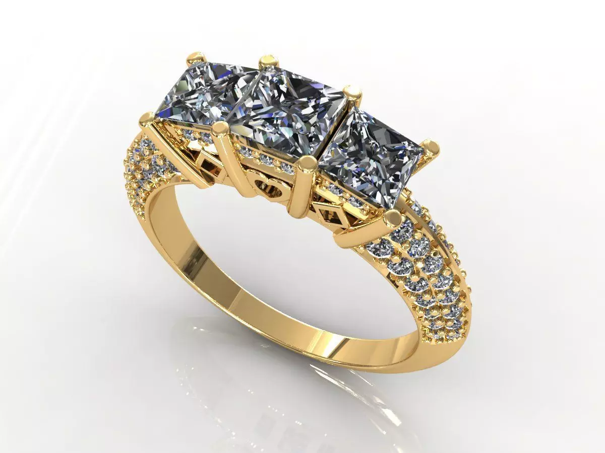 Delexe Trilogy Wedding Ring 3D print model_0