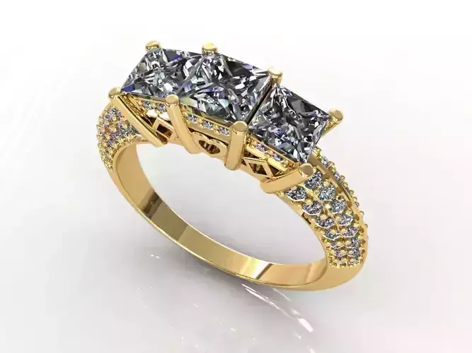 Delexe Trilogy Wedding Ring 3D print model
