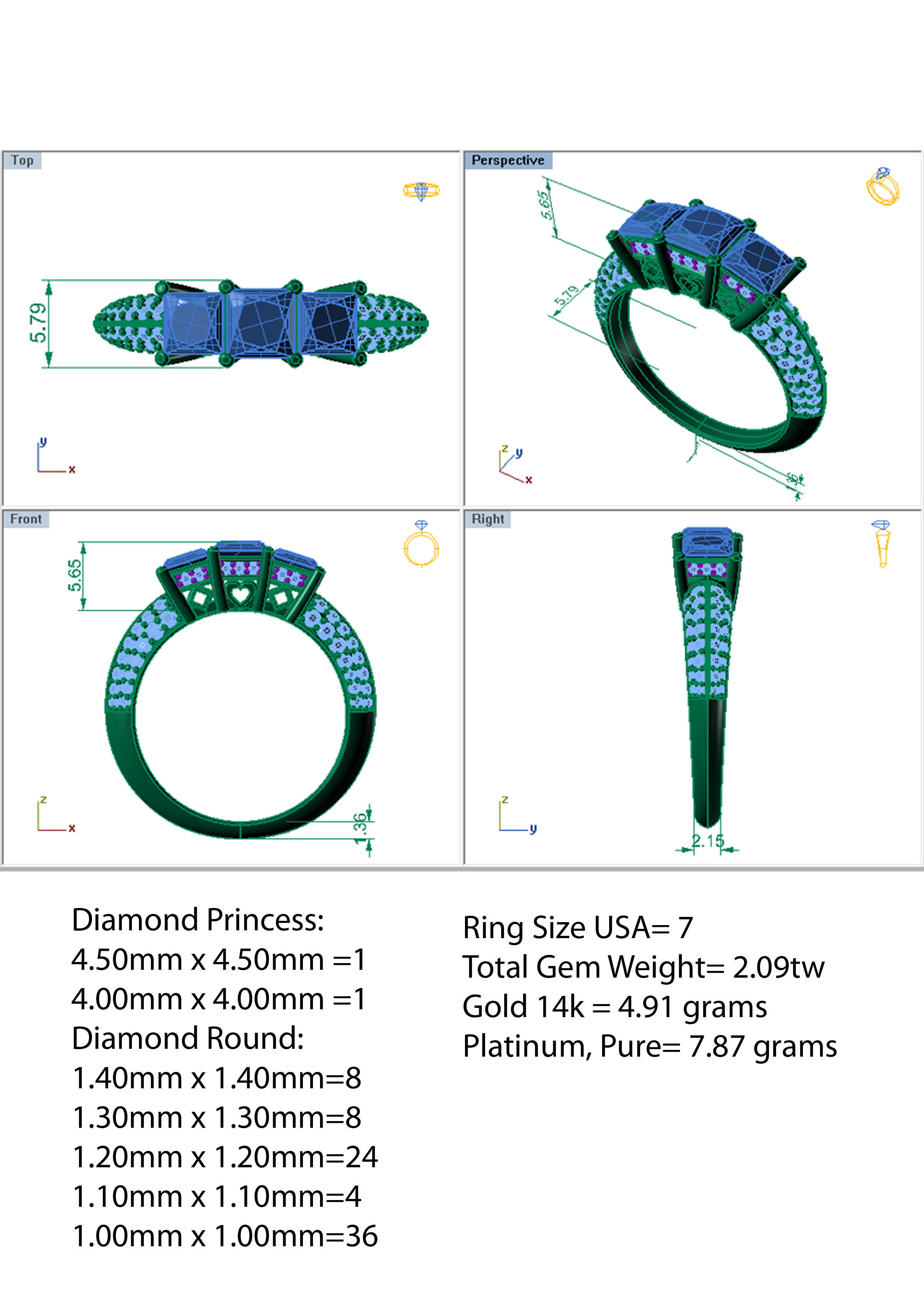 Delexe Trilogy Wedding Ring 3D print model_4
