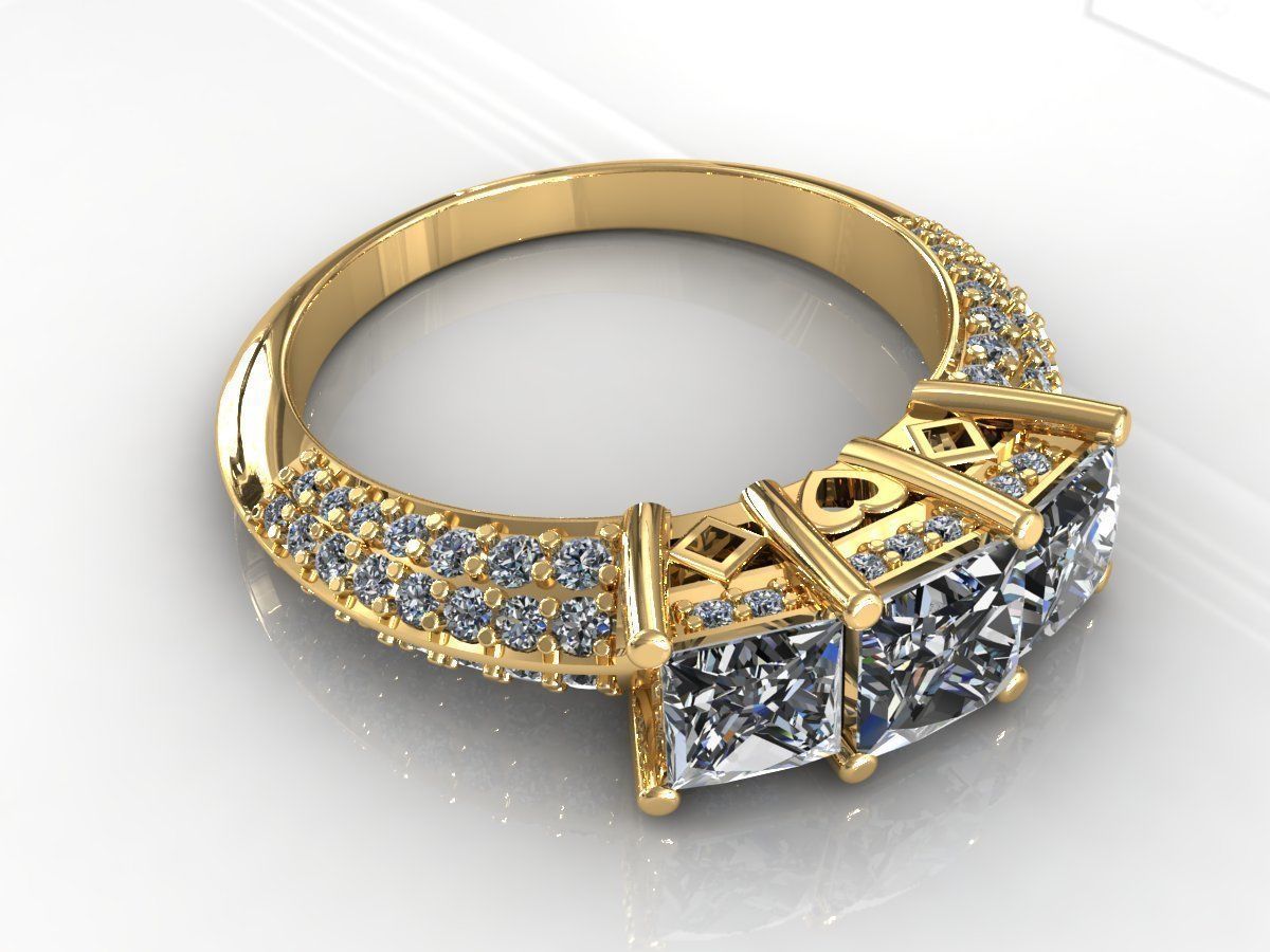 Delexe Trilogy Wedding Ring 3D print model_3