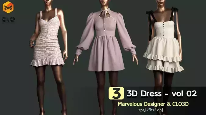 3 Female Dress vol02 3D model