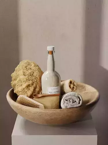 Bowl with Bath Accessories