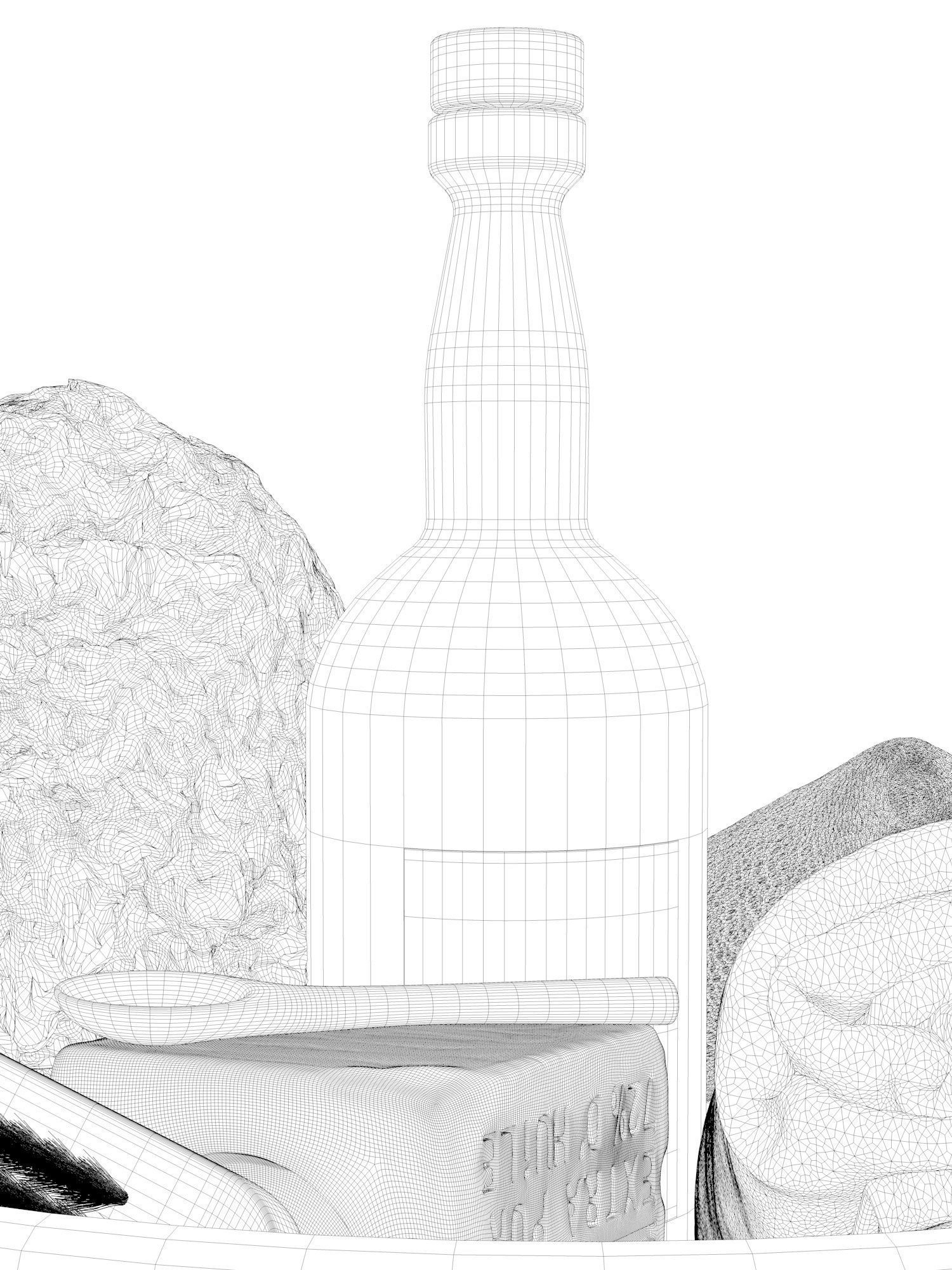 Bowl with Bath Accessories 3D model_4