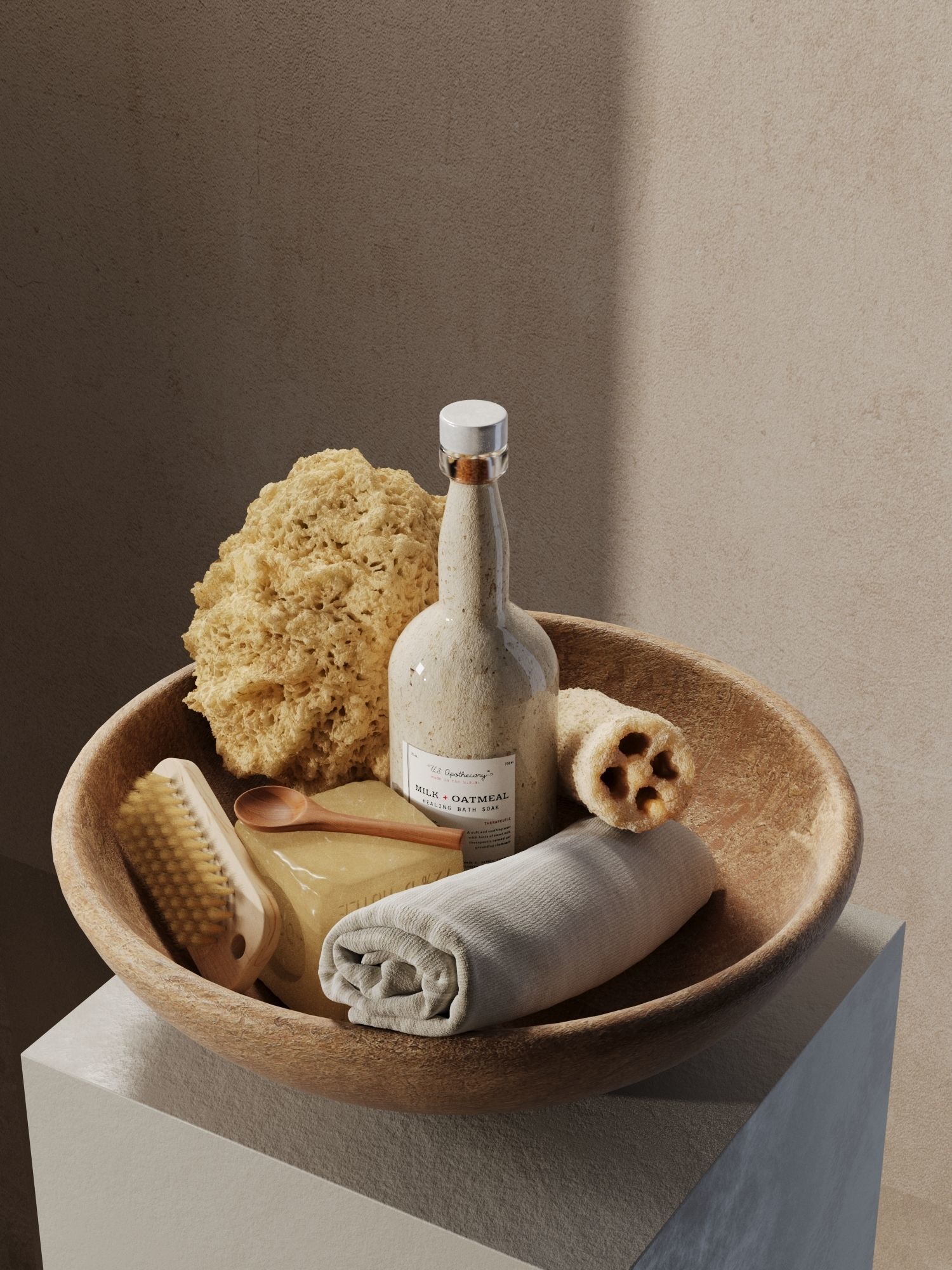 Bowl with Bath Accessories 3D model_1