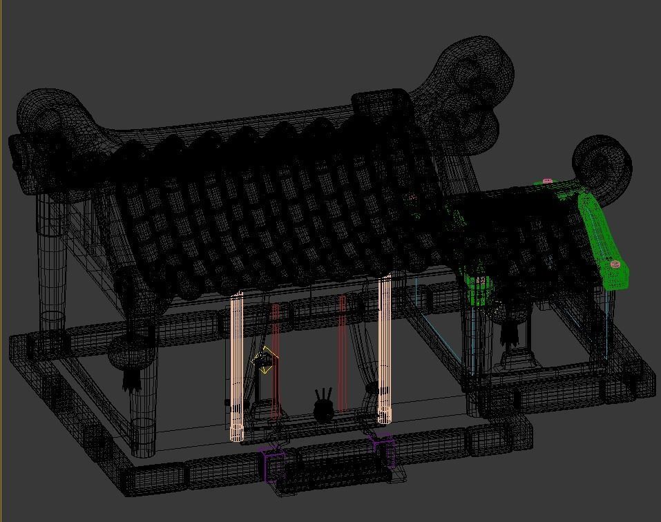 Cartoon architecture  Cartoon Courtyard 3D model_10