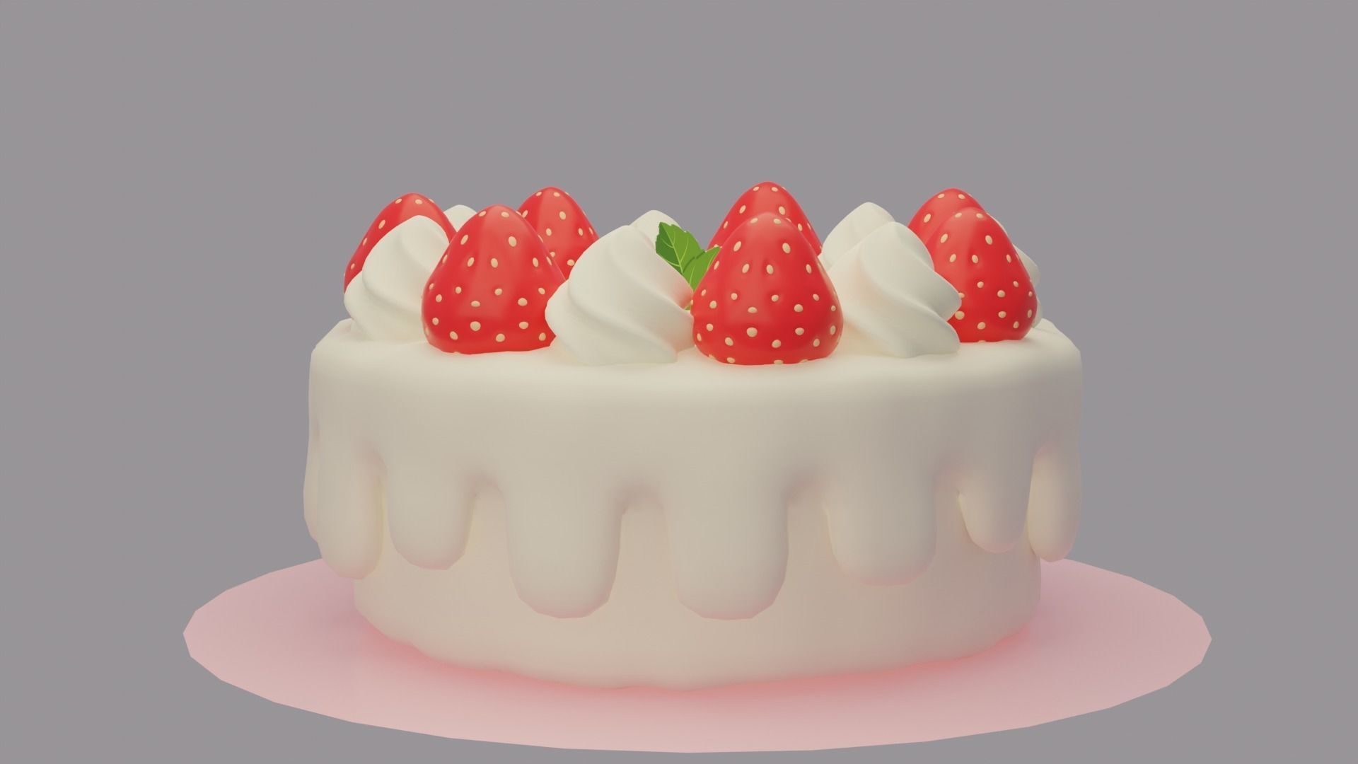 Cake Strawberries 3D model_4