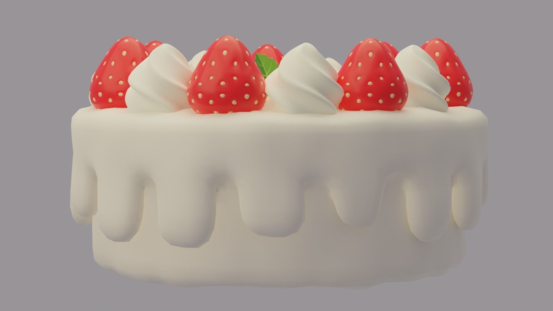 Cake Strawberries 3D model_6