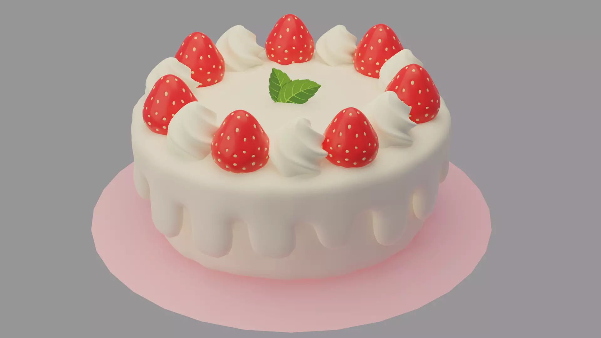 Cake Strawberries 3D model_0