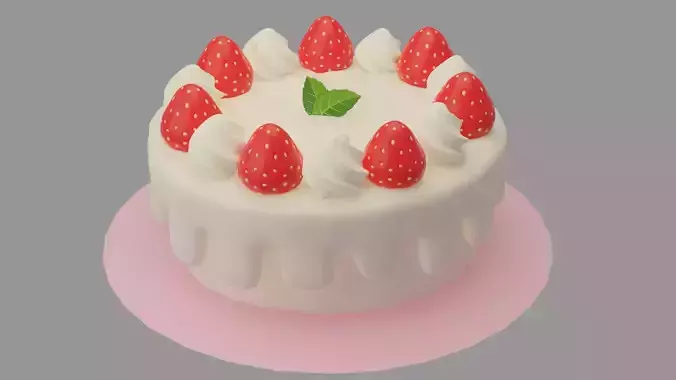 Cake Strawberries 3D model