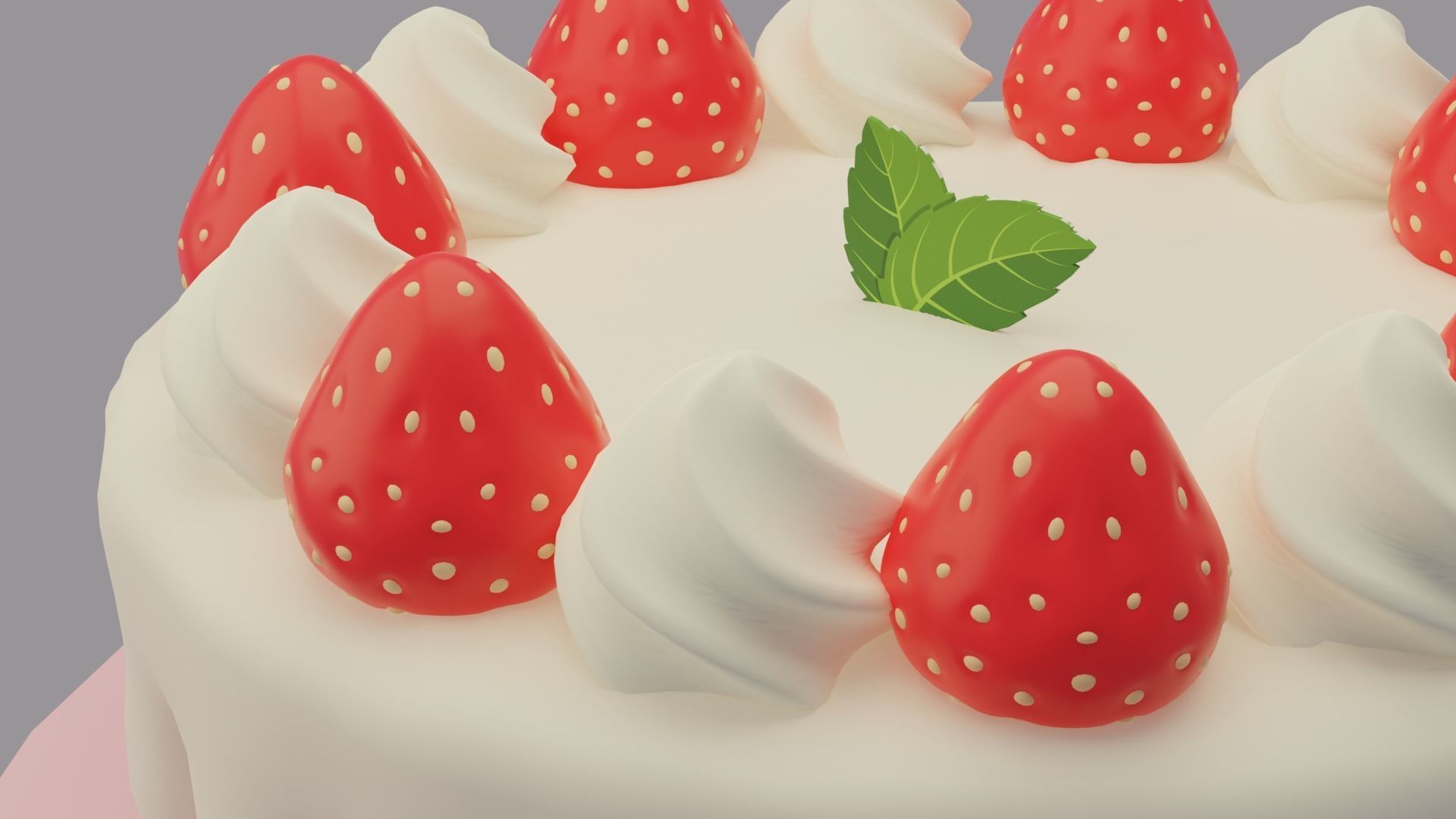 Cake Strawberries 3D model_2