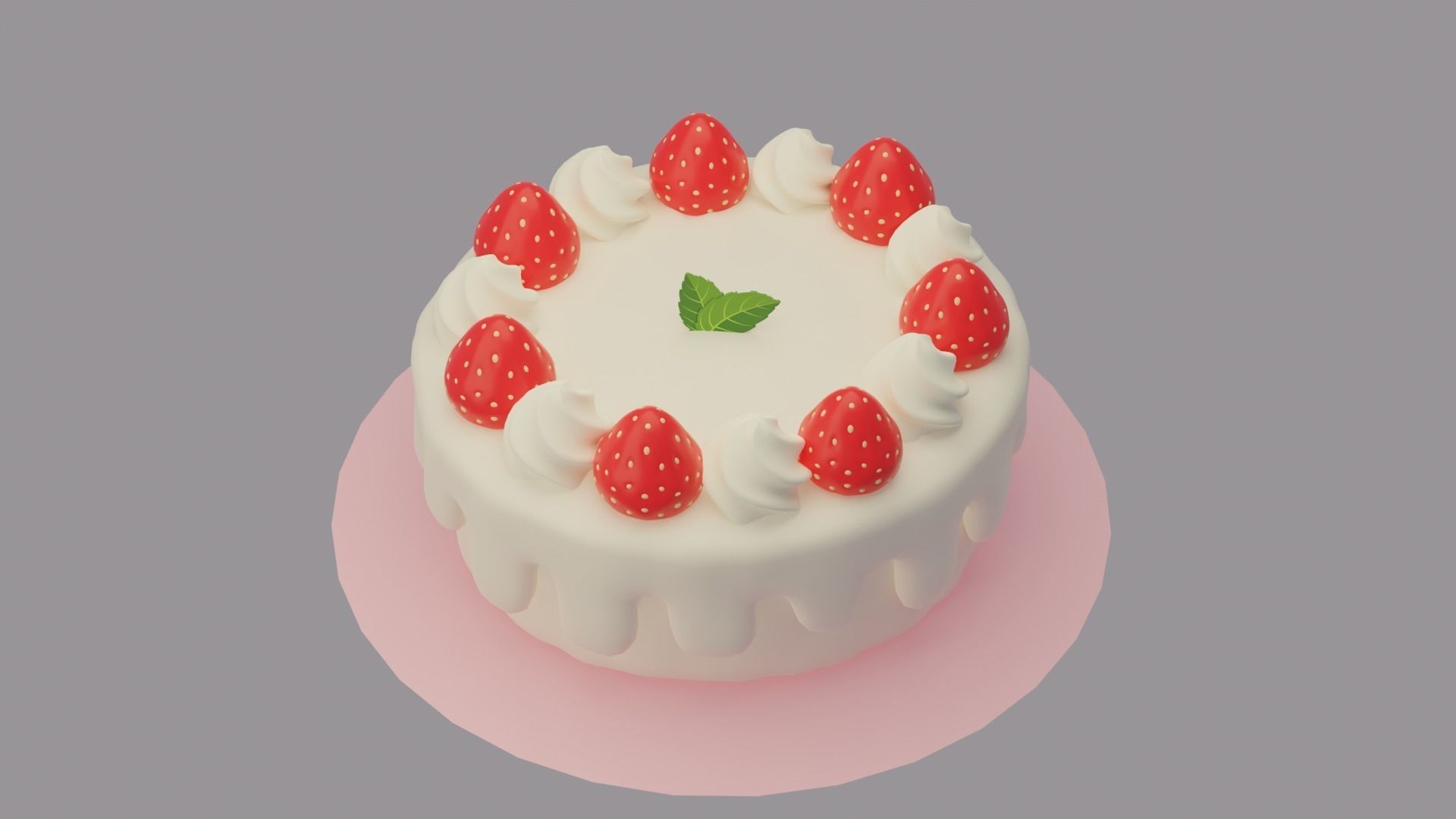 Cake Strawberries 3D model_5