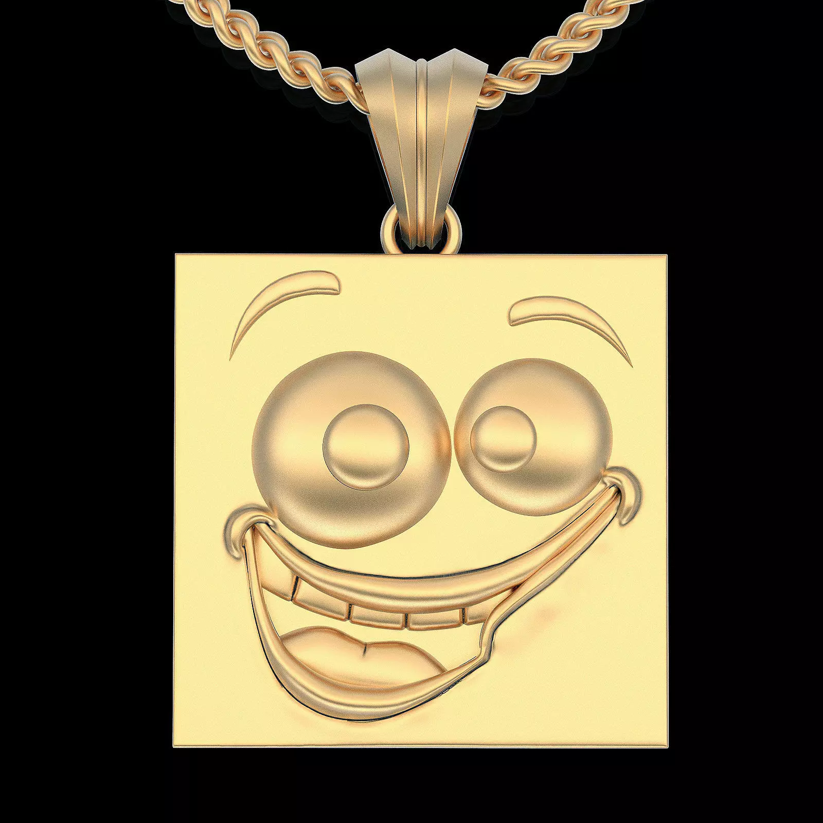 Emoji face comic pendant silver gold jewelry 3D printable model 3D print model_0