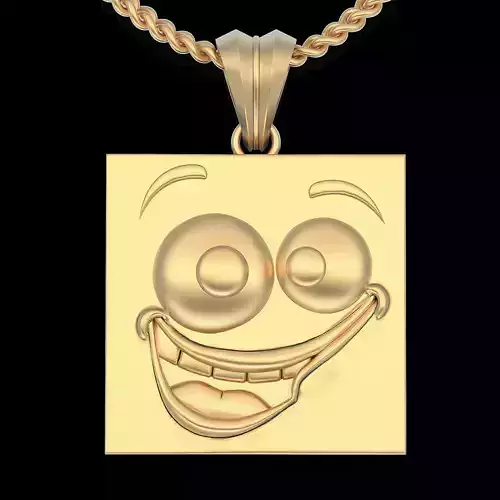 Emoji face comic pendant silver gold jewelry 3D printable model 3D print model