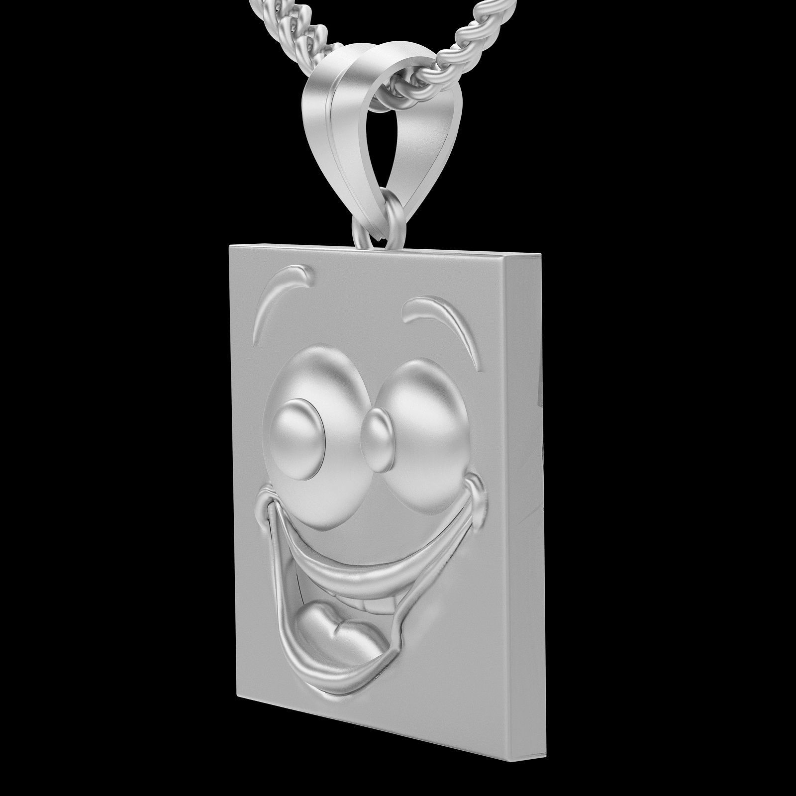 Emoji face comic pendant silver gold jewelry 3D printable model 3D print model_4