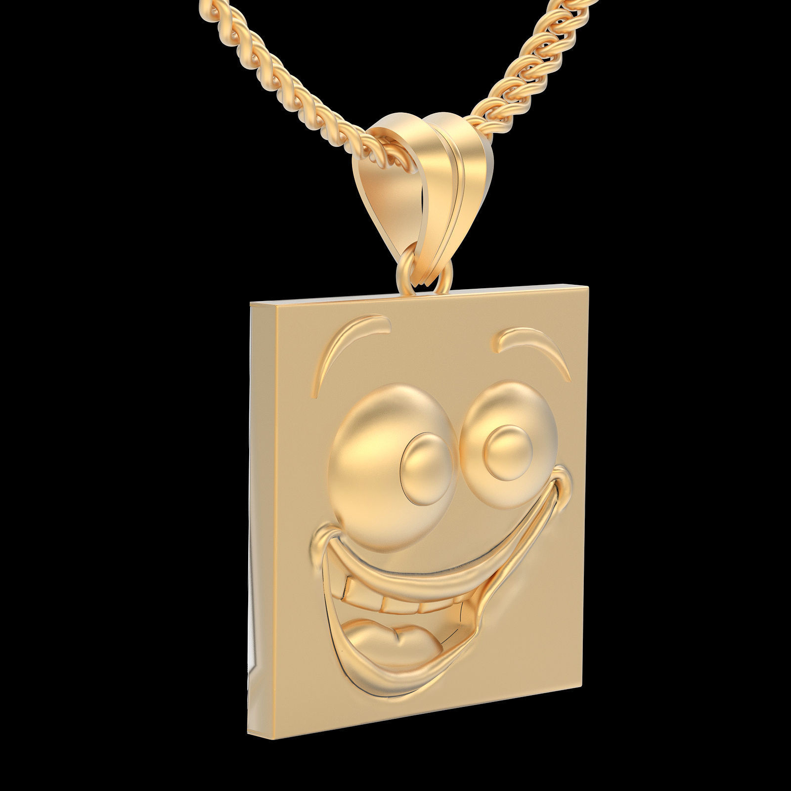 Emoji face comic pendant silver gold jewelry 3D printable model 3D print model_3